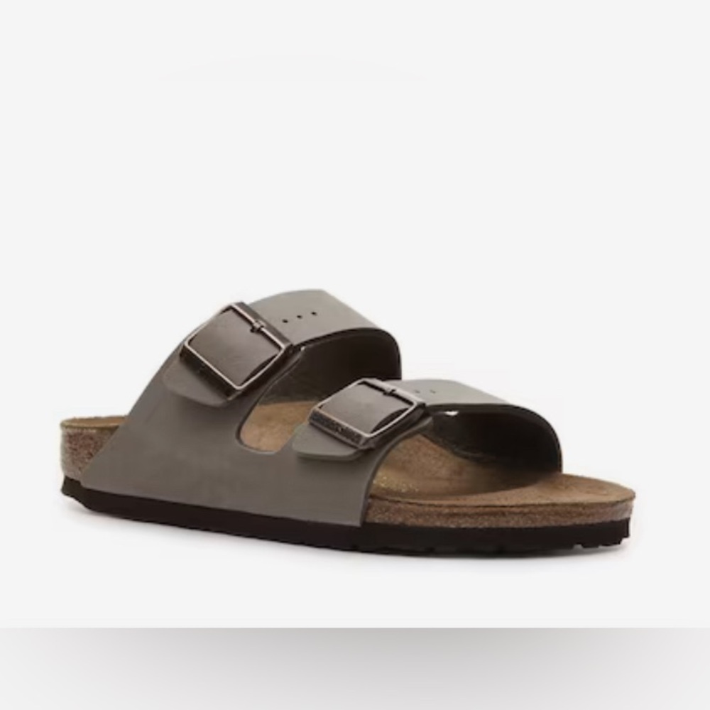NEW Birkenstock Unisex Arizona Regular Fit Gray Birko-Flor Sandals Size 6/37 - Picture 1 of 7